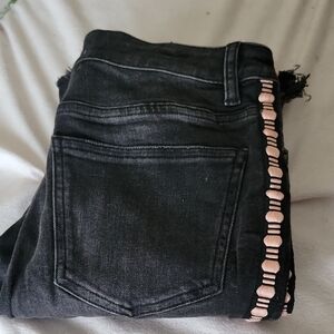Zara Black Jeans with Pink Detailing